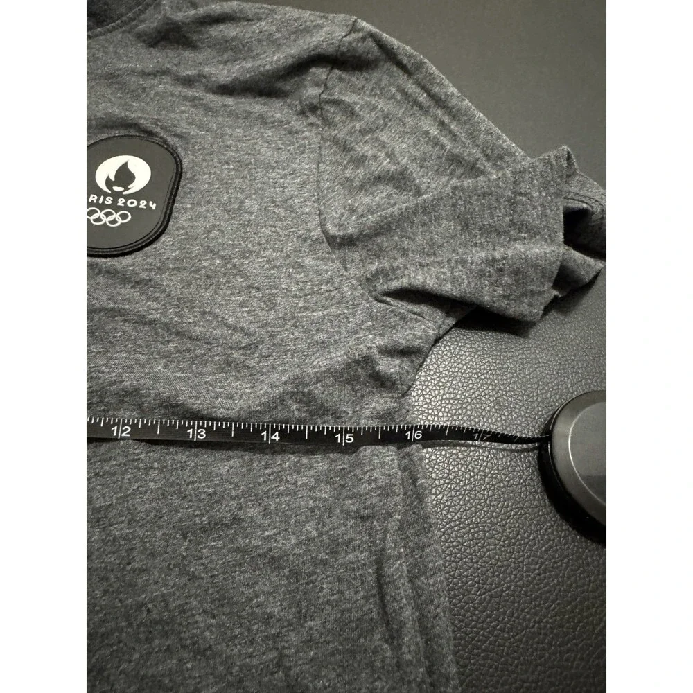 Paris 2024 Olympics Mens Heather Grey T-Shirt Logo Patch Le Coq Sportif S